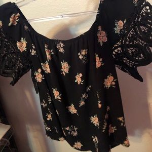 Black floral shirt